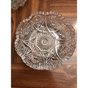Imperial Glass Co Clear Whirling‎ Royalty cut bowl 6 in Giftware